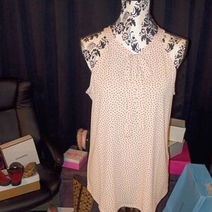 Adrianna Papell Beige Polka Dot Blouse (NWT)